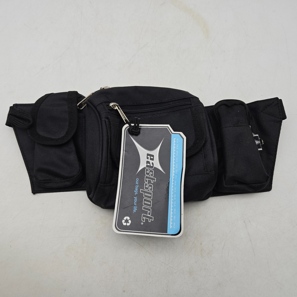 Eastsport Fanny Pack Multi Compartment Beltbag Black NEW